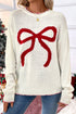 Casual Graphic Bow Pattern Detail Loose Knit Sweater