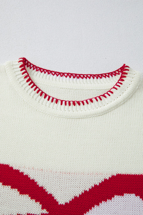 Casual Graphic Bow Pattern Detail Loose Knit Sweater