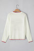 Casual Graphic Bow Pattern Detail Loose Knit Sweater
