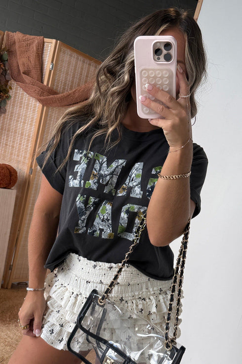 Casual Graphic Letter Print Round Neck T Shirt