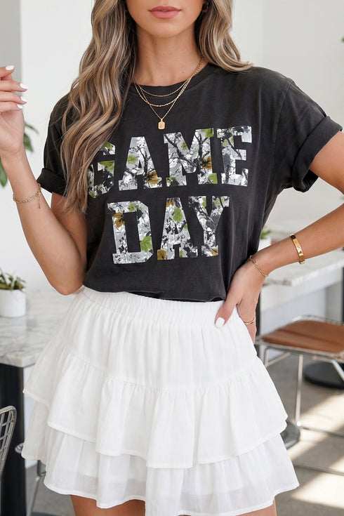 Casual Graphic Letter Print Round Neck T Shirt