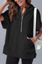 Casual Half-Zip Kangaroo Pocket Short Sleeve Hoodie