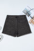 Casual High Waist Raw Hem Fringe Detail Denim Shorts