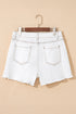 Casual High Waist Raw Hem Fringe Detail Denim Shorts