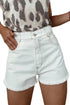 Casual High Waist Raw Hem Fringe Detail Denim Shorts
