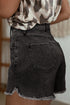 Casual High Waist Raw Hem Fringe Detail Denim Shorts