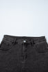 Casual High Waist Raw Hem Fringe Detail Denim Shorts