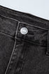 Casual High Waist Raw Hem Fringe Detail Denim Shorts