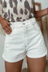 Casual High Waist Raw Hem Fringe Detail Denim Shorts