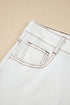 Casual High Waist Raw Hem Fringe Detail Denim Shorts