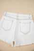 Casual High Waist Raw Hem Fringe Detail Denim Shorts