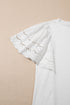 Casual Hollow Out Embroidered Detail O Neck Short Sleeve Knit Top