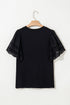 Casual Hollow Out Embroidered Detail O Neck Short Sleeve Knit Top