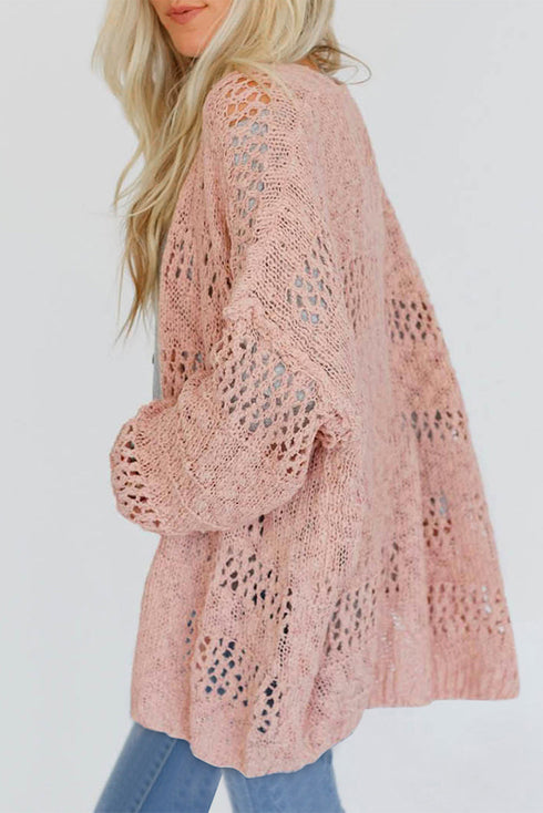 Casual Hollowed Knit Dolman Sleeve Cardigan