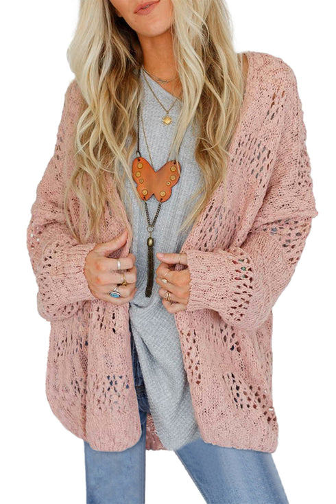 Casual Hollowed Knit Dolman Sleeve Cardigan
