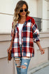 Casual Hooded Button Front Plaid Print Shacket