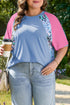 Casual Leopard Print Mixed Panel Plus Size Tee