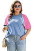 Casual Leopard Print Mixed Panel Plus Size Tee
