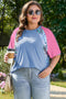 Casual Leopard Print Mixed Panel Plus Size Tee