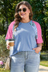 Casual Leopard Print Mixed Panel Plus Size Tee
