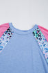 Casual Leopard Print Mixed Panel Plus Size Tee