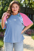 Casual Leopard Print Mixed Panel Plus Size Tee