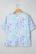Casual Leopard Print Short Sleeve V Neck Blouse