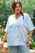 Casual Leopard Print Short Sleeve V Neck Blouse