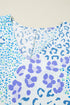 Casual Leopard Print Short Sleeve V Neck Blouse