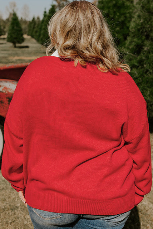 Casual Letter Print Graphic Pullover Knit Sweater