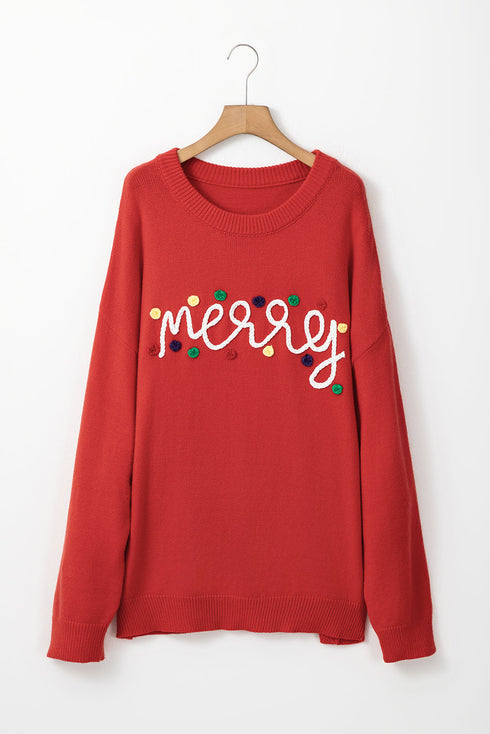 Casual Letter Print Graphic Pullover Knit Sweater