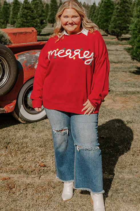Casual Letter Print Graphic Pullover Knit Sweater
