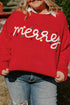 Casual Letter Print Graphic Pullover Knit Sweater