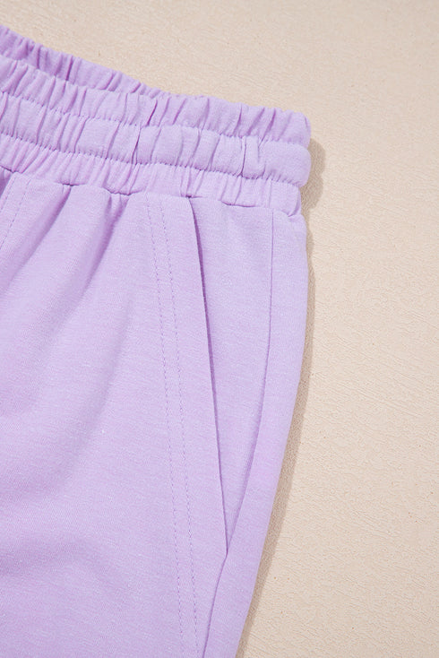 Casual Mineral Wash Drawstring Wide Leg Pant Set