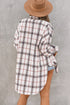 Casual Oversized Split Hem Detail Plaid Shacket