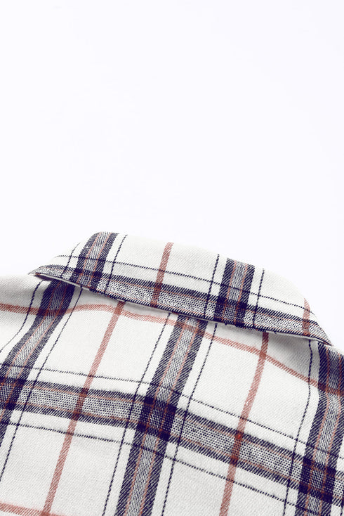 Casual Oversized Split Hem Detail Plaid Shacket