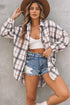 Casual Oversized Split Hem Detail Plaid Shacket