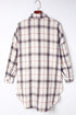 Casual Oversized Split Hem Detail Plaid Shacket