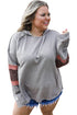 Casual Patchwork Detail Long Sleeve Pullover Hoodie