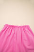 Casual Patchwork Drawstring V Neck Drop Shoulder Short Sets