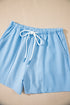 Casual Patchwork Drawstring V Neck Drop Shoulder Short Sets