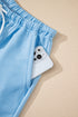 Casual Patchwork Drawstring V Neck Drop Shoulder Short Sets