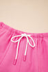 Casual Patchwork Drawstring V Neck Drop Shoulder Short Sets
