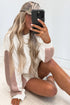 Casual Patchwork Drop Shoulder Pullover Short Sets