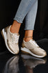 Casual Patchwork Faux Leather Lace Up Zipper Sneakers