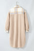 Casual Plaid Patchwork Sherpa Fleece Collared Long Coat