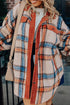 Casual Plaid Print Buttoned Collared Plus Size Outerwear