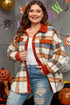 Casual Plaid Print Buttoned Collared Plus Size Outerwear