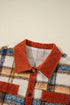 Casual Plaid Print Buttoned Collared Plus Size Outerwear