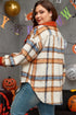 Casual Plaid Print Buttoned Collared Plus Size Outerwear